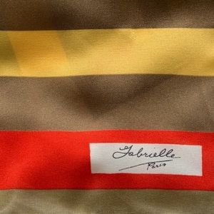 Silky Scarf Red Gold Yellow White Geometric Striped